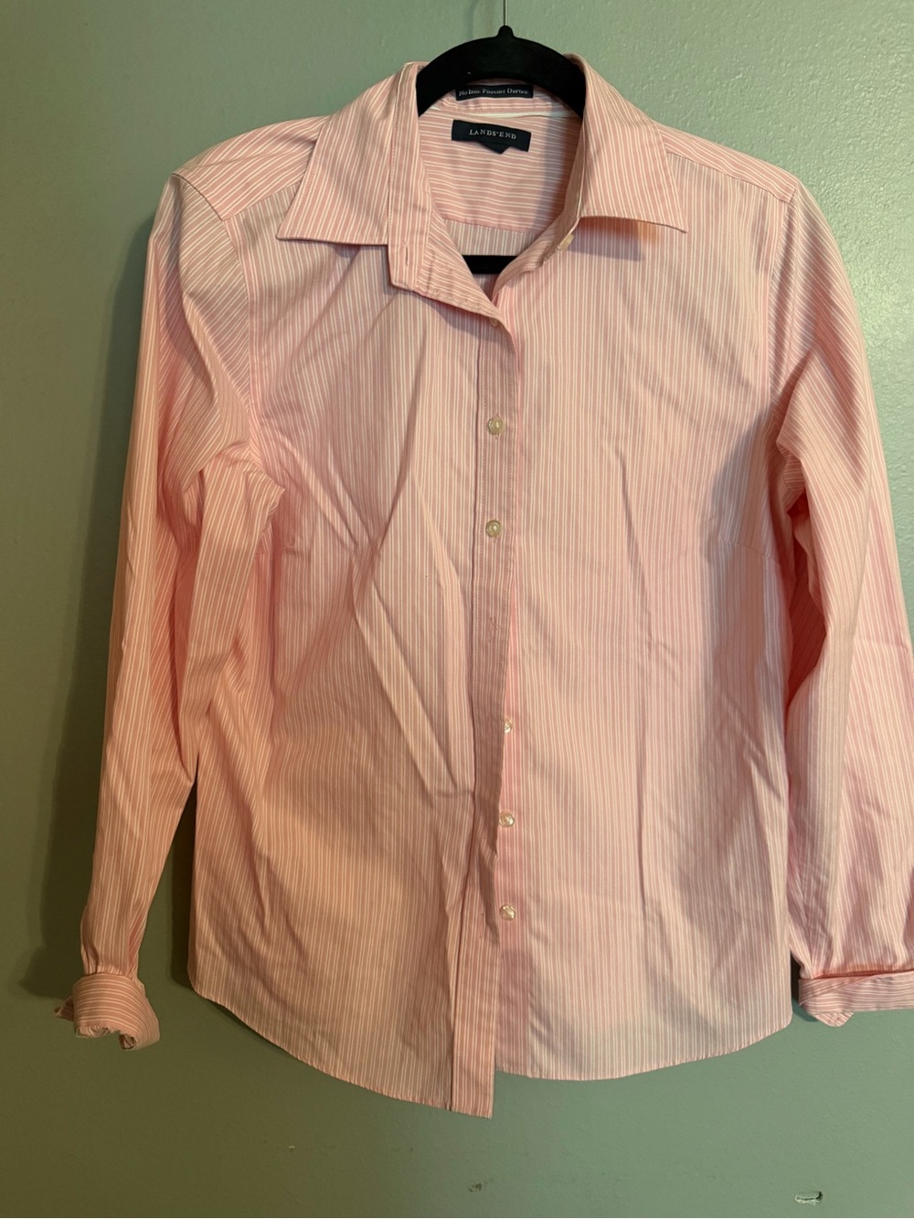Lands' End Light Pink Pinstripe Button-Down Shirt